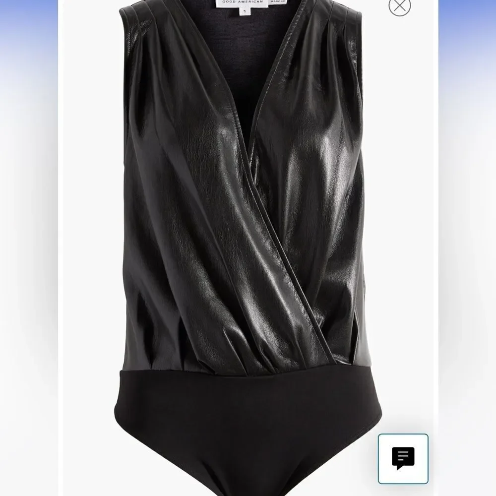 GOOD AMERICAN better than leather faux wrap bodysuit